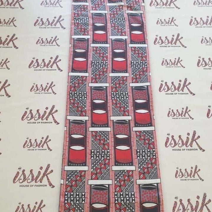 Red, Grey & Black Woodin Ankara Fabric - House of Prints