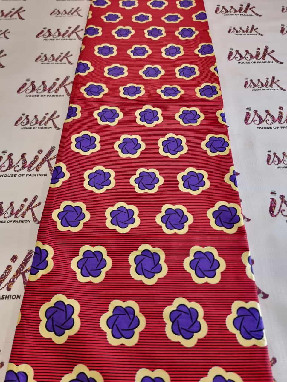 Red, Purple & Gold Embellished Gold African Print Fabric - House of Prints