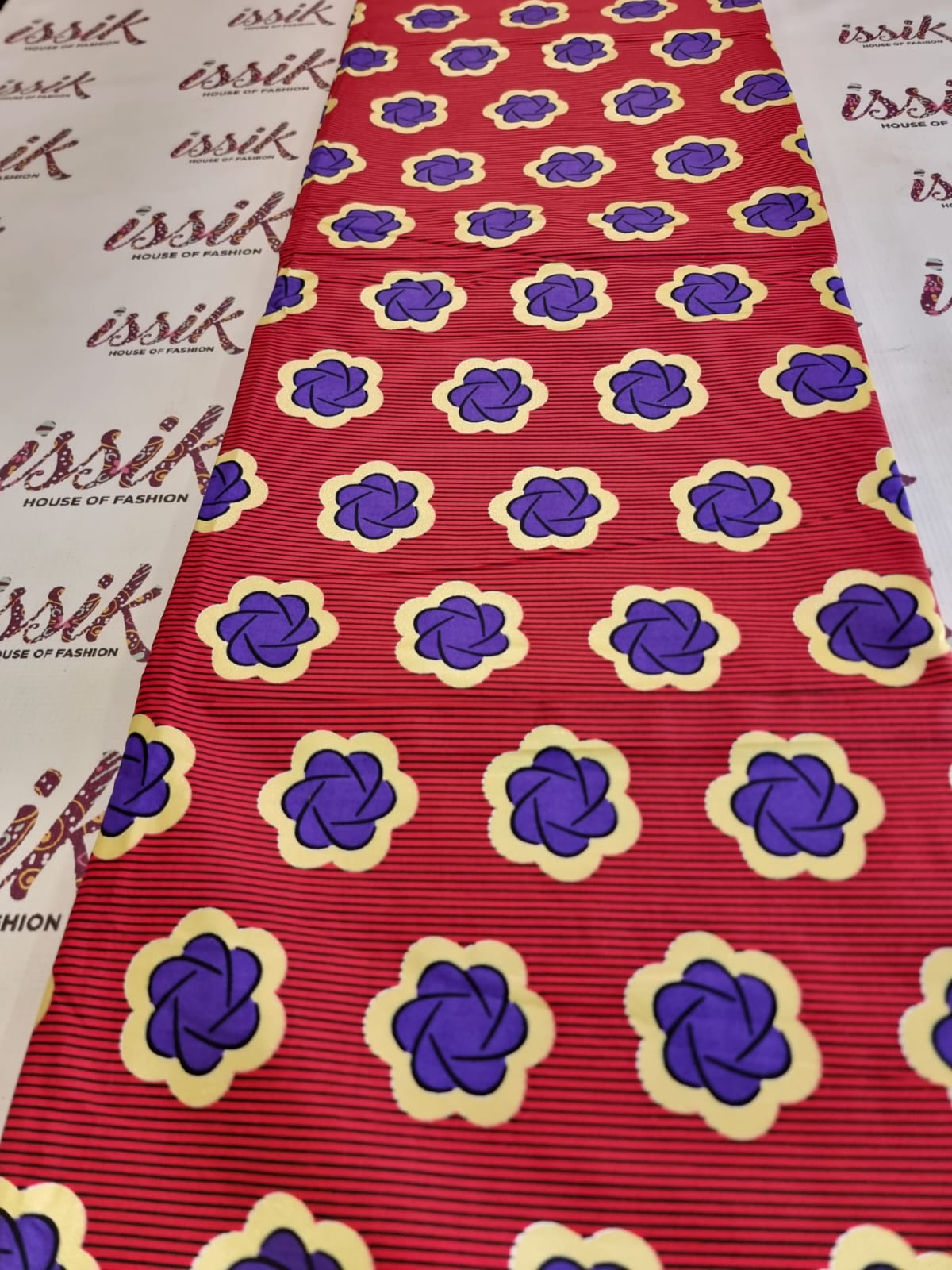 Red, Purple & Gold Embellished Gold African Print Fabric - House of Prints