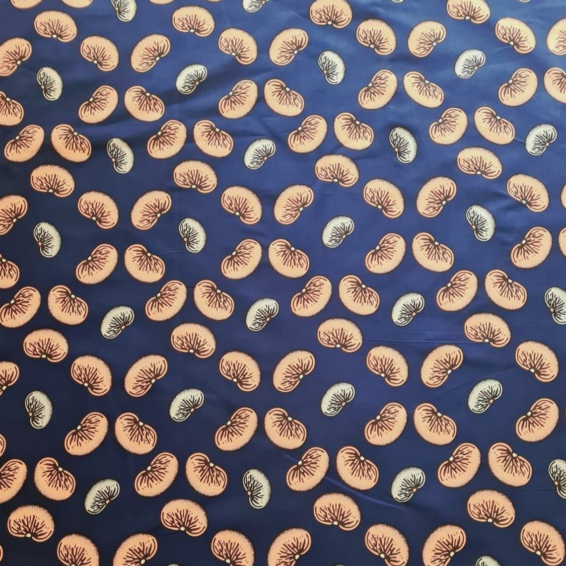 Royal Blue & Peach Bean Print Ankara Fabric - ak40181 - House of Prints