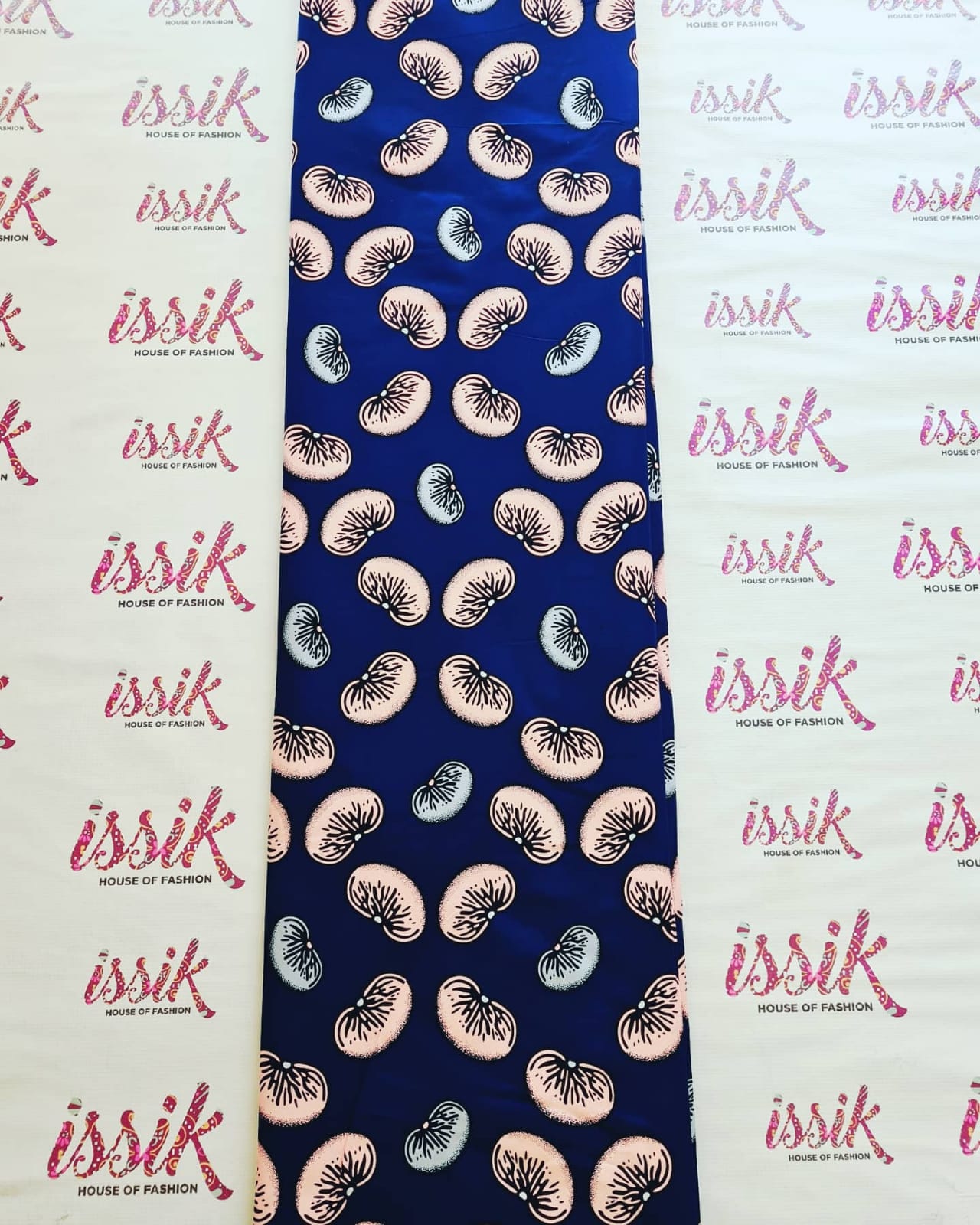 Royal Blue & Peach Bean Print Ankara Fabric - ak40181 - House of Prints