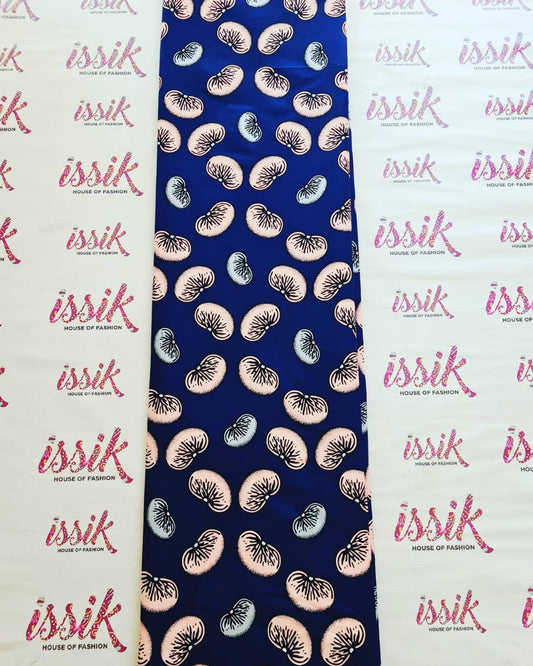 Royal Blue & Peach Bean Print Ankara Fabric - ak40181 - House of Prints