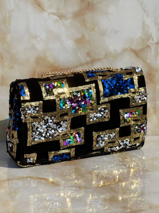 Sequin Velvet Shoulder Bag - House of Prints