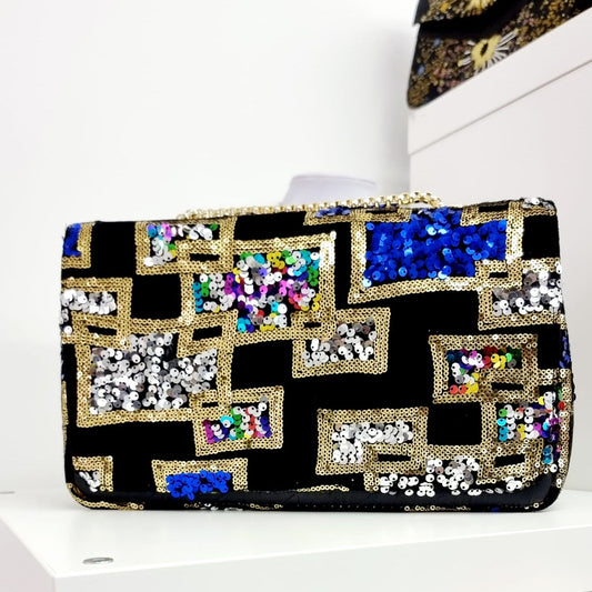 Sequin Velvet Shoulder Bag - House of Prints