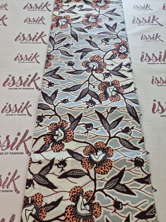 Silver & Brown Embellished African Print Fabric - House of Prints