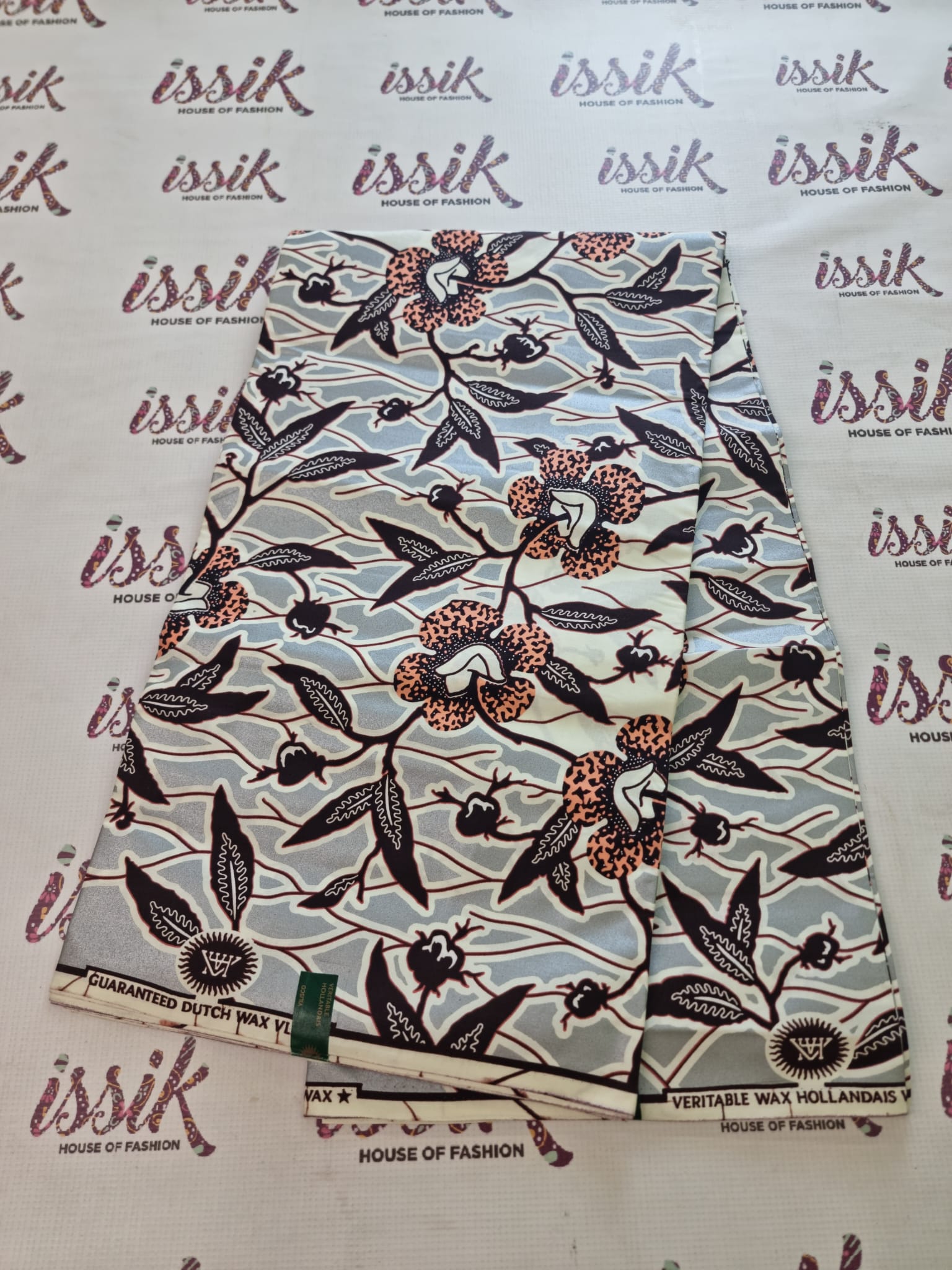 Silver & Brown Embellished African Print Fabric - House of Prints