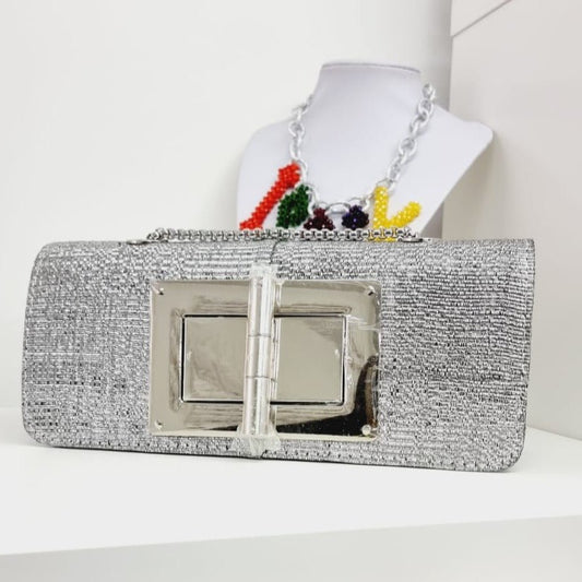 Silver Damask Fabric Mini Tote Bag - House of Prints