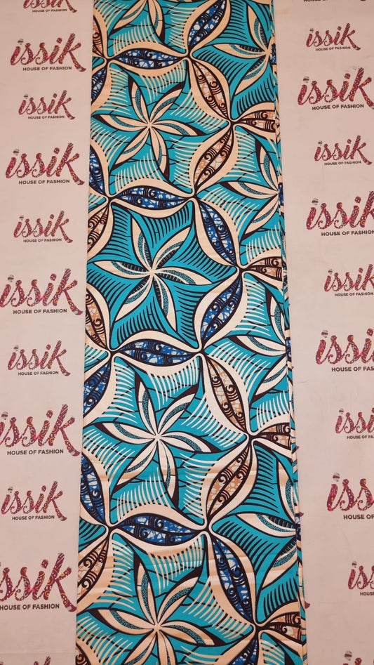 Teal Green Embellished Gold Ankara - akgld034 - House of Prints