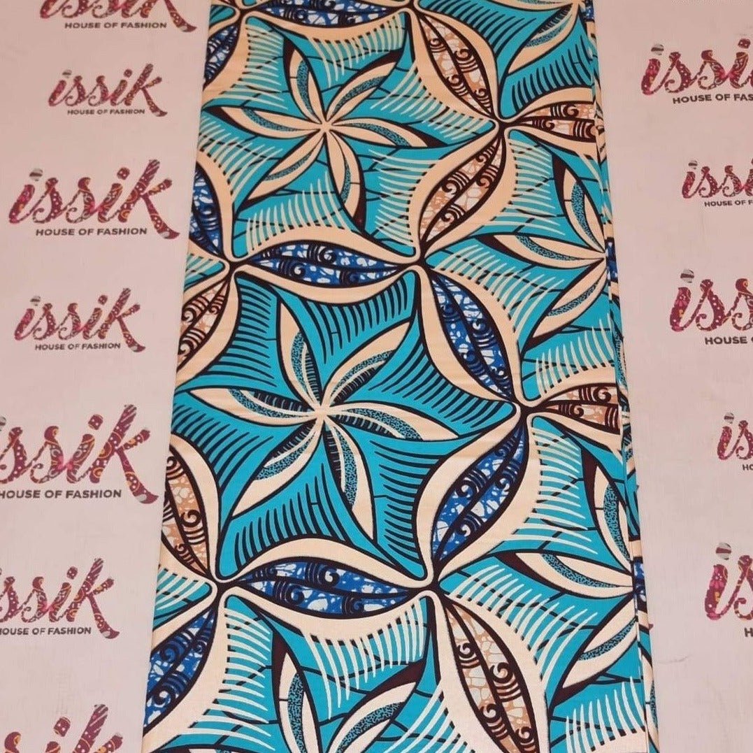 Teal Green Embellished Gold Ankara - akgld034 - House of Prints