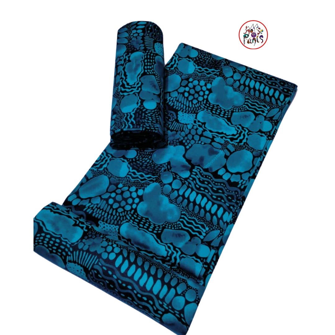 Turquoise & Black Ankara Fabric - House of Prints