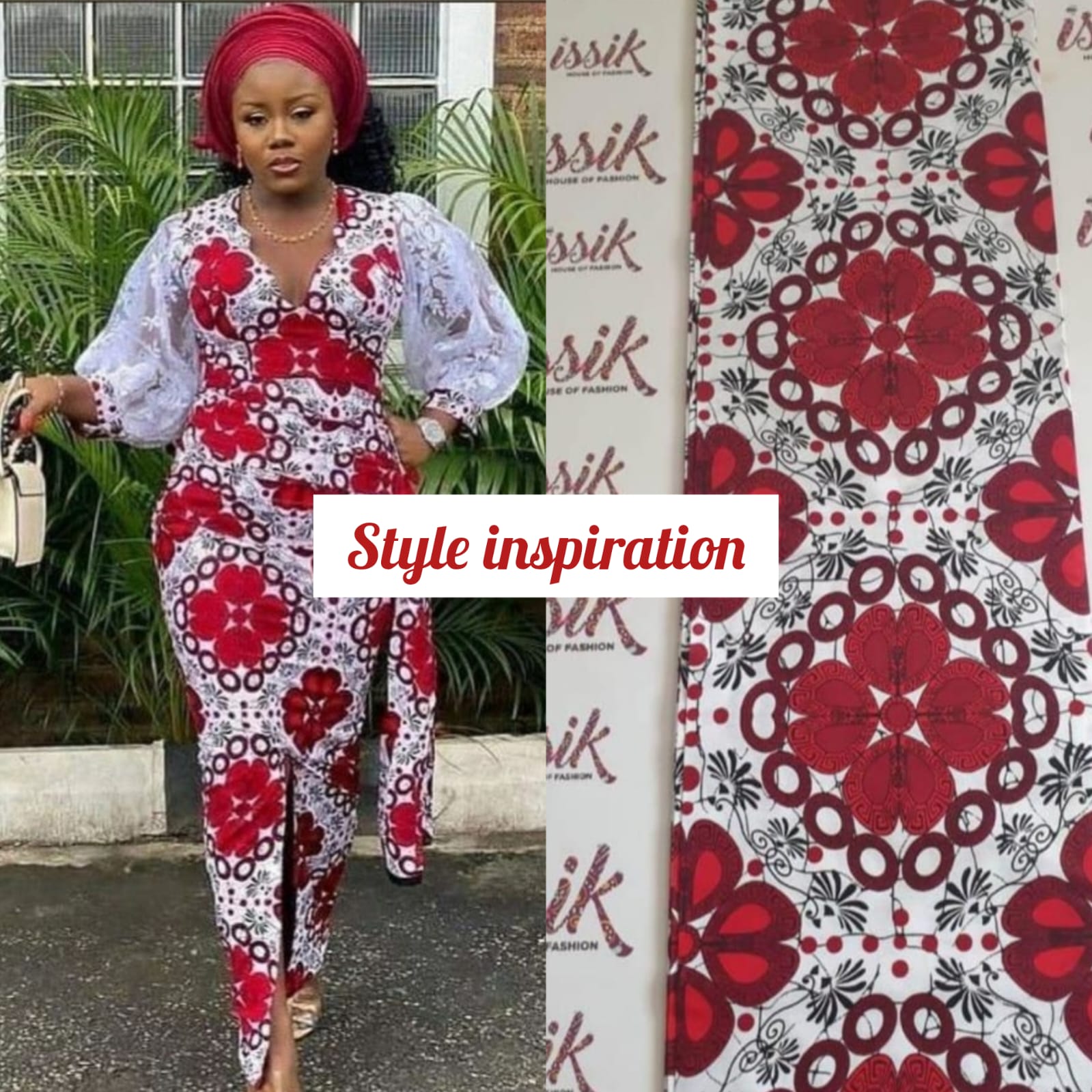 White and Red African Print Fabric - House of Prints