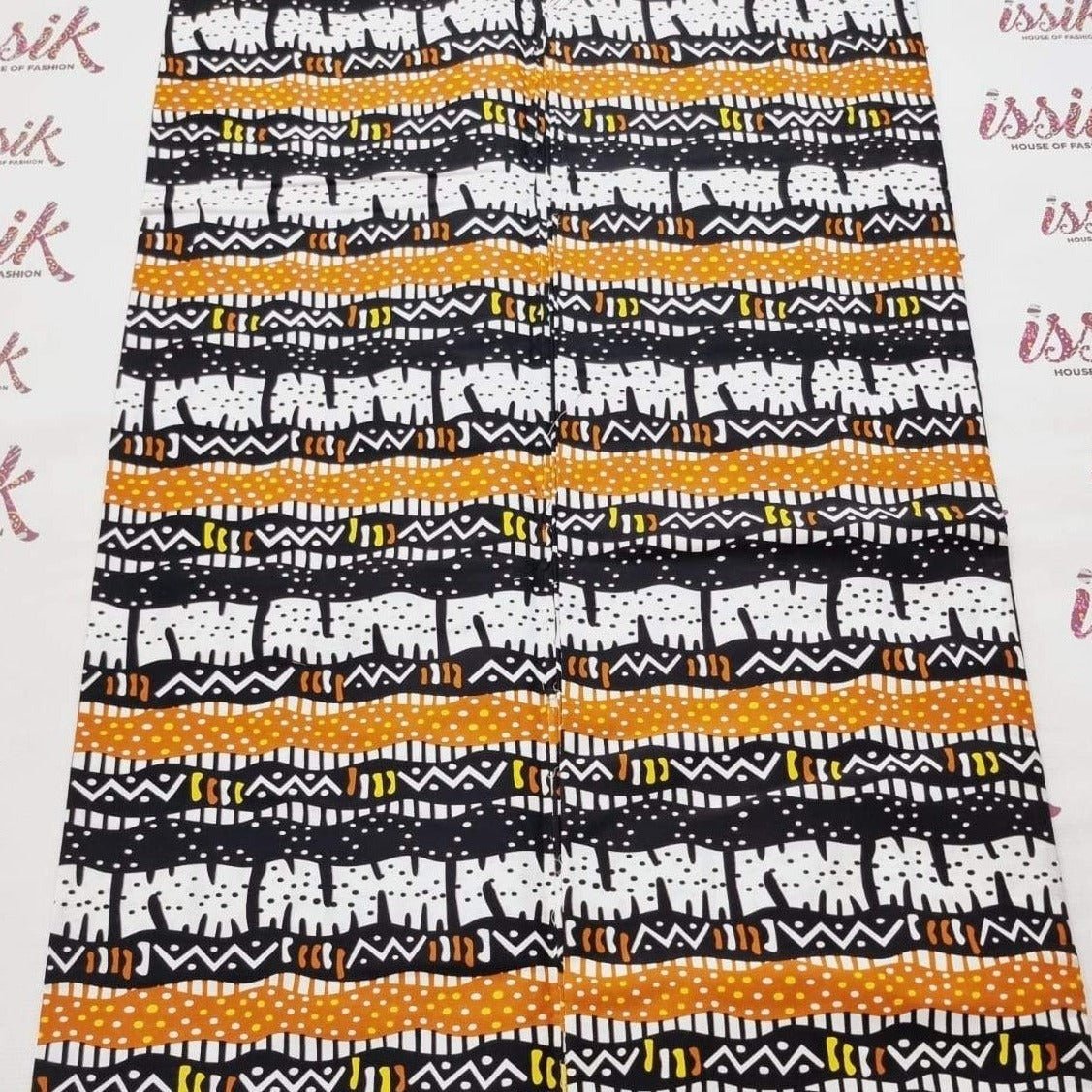 White, Black & Yellow Tribal Print Ankara - ak15073 - House of Prints