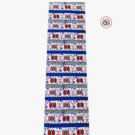 White & Blue Tribal Ankara Fabric - House of Prints
