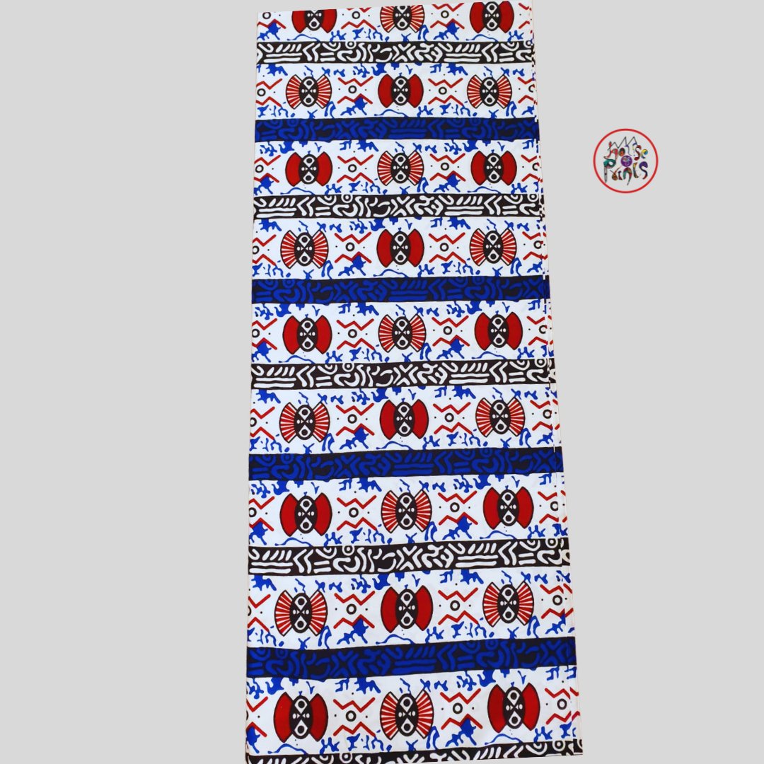 White & Blue Tribal Ankara Fabric - House of Prints