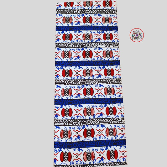White & Blue Tribal Ankara Fabric - House of Prints
