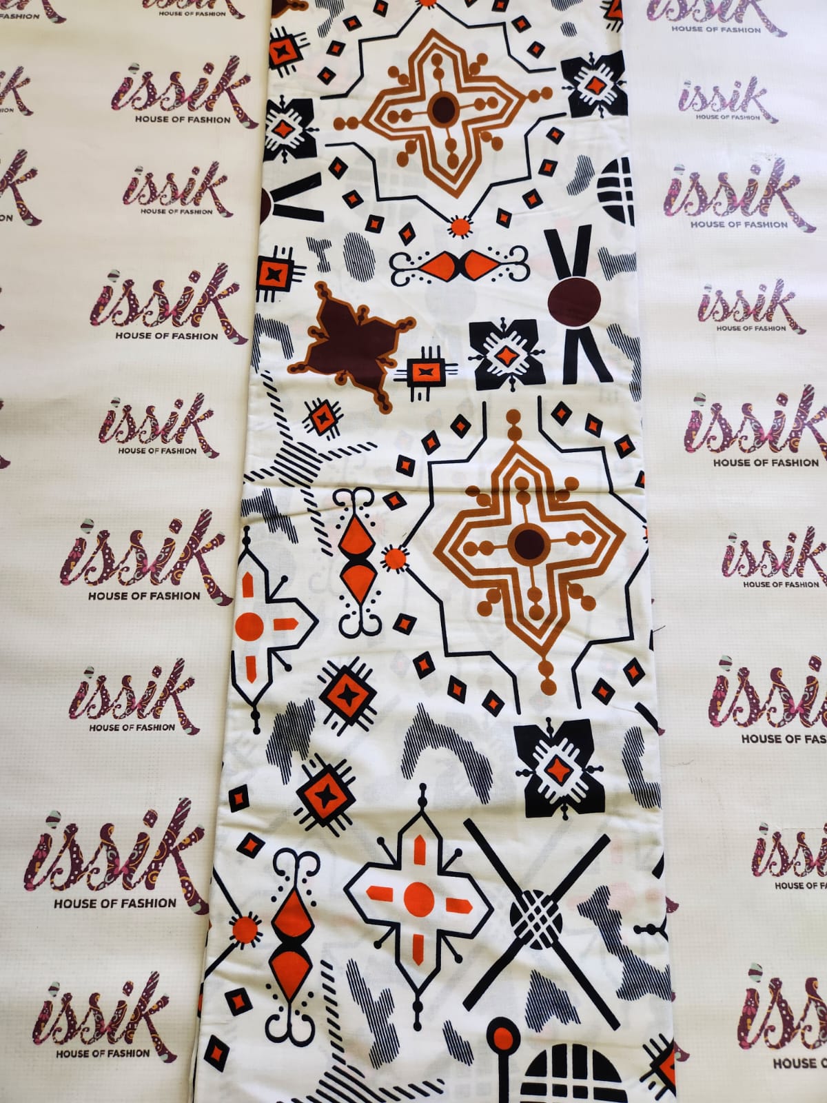 White & Brown African Print Fabric - House of Prints