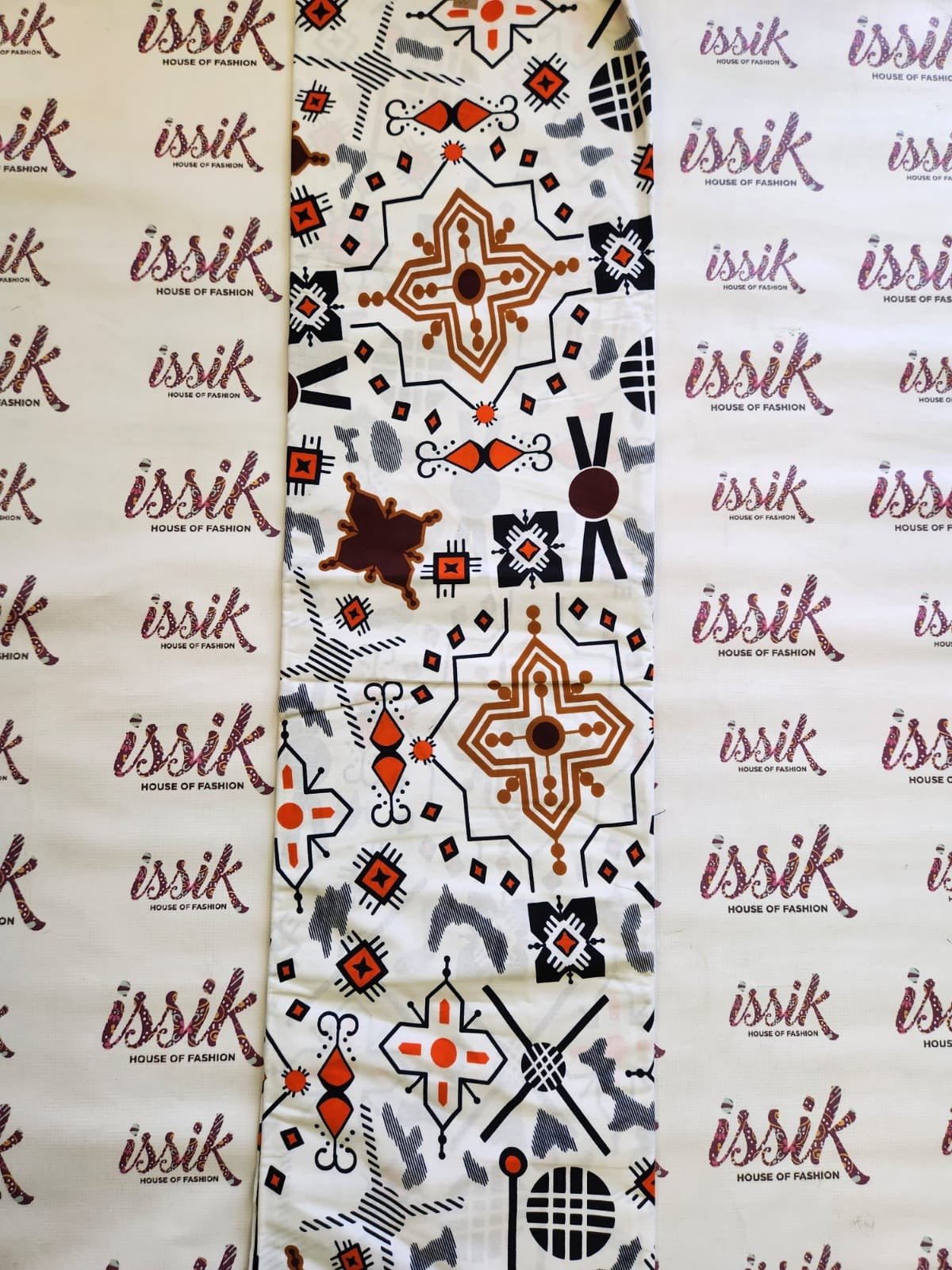 White & Brown African Print Fabric - House of Prints