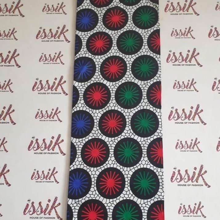 White, Green, Red and Blue Ankara Fabric - House of Prints