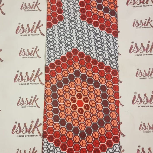 White & Red Ankara Fabric - House of Prints