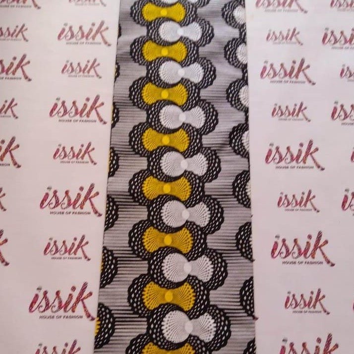 White, Yellow and Black Ankara Fabric - House of Prints