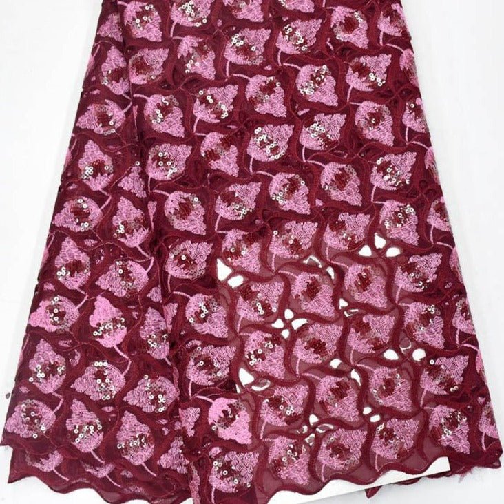 Wine and Pink Lace Fabric - House of Prints