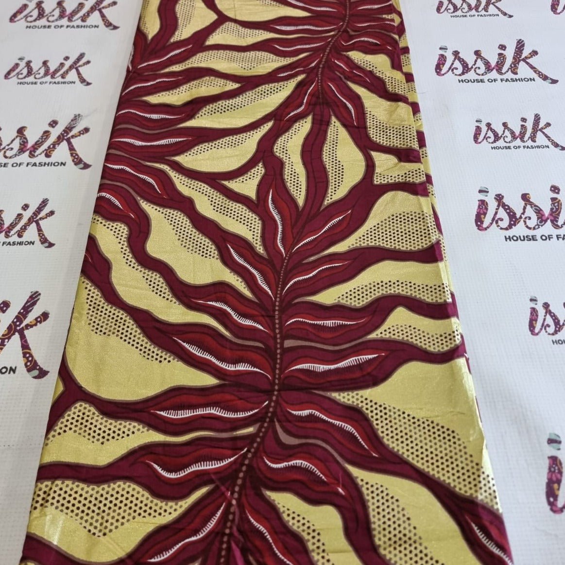 Wine & Gold Embellished Gold Ankara fabric - House of Prints