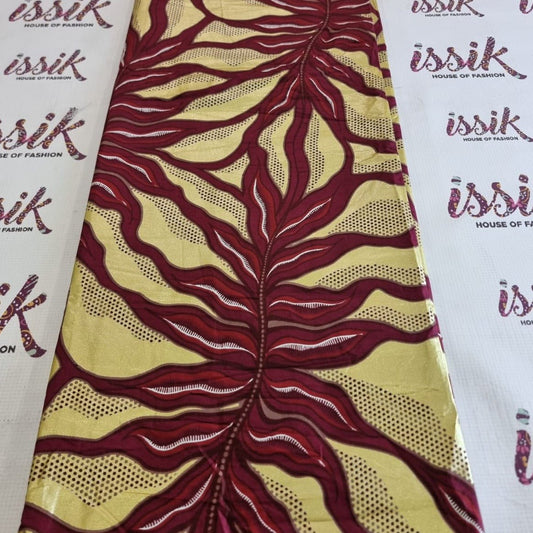 Wine & Gold Embellished Gold Ankara fabric - House of Prints