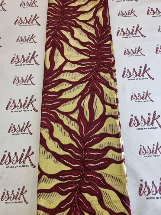 Wine & Gold Embellished Gold Ankara fabric - House of Prints