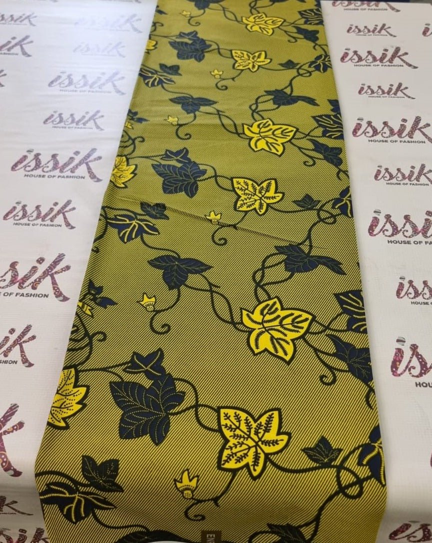 Yellow and Black African Print Fabric - House of Prints