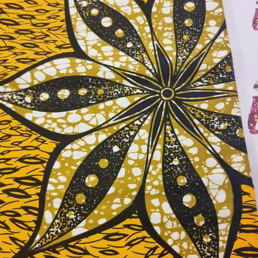 Yellow and Brown African Print Fabric - ak12075 - House of Prints