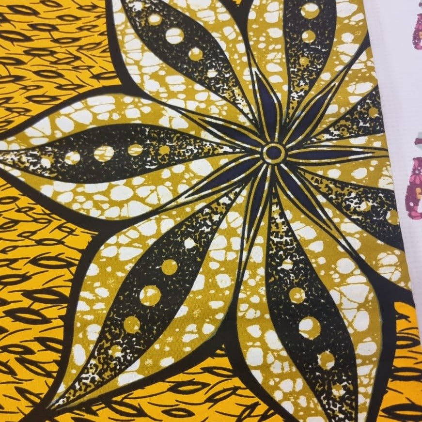 Yellow and Brown African Print Fabric - ak12075 - House of Prints