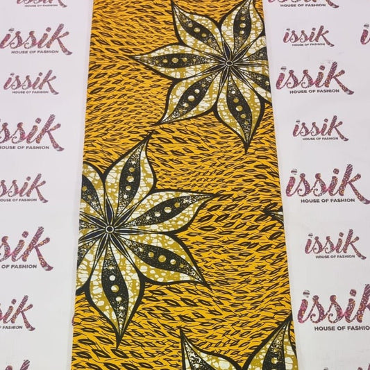 Yellow and Brown African Print Fabric - ak12075 - House of Prints
