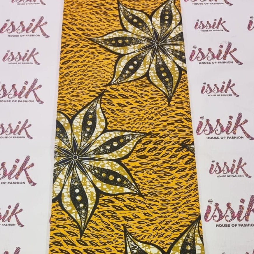 Yellow and Brown African Print Fabric - ak12075 - House of Prints