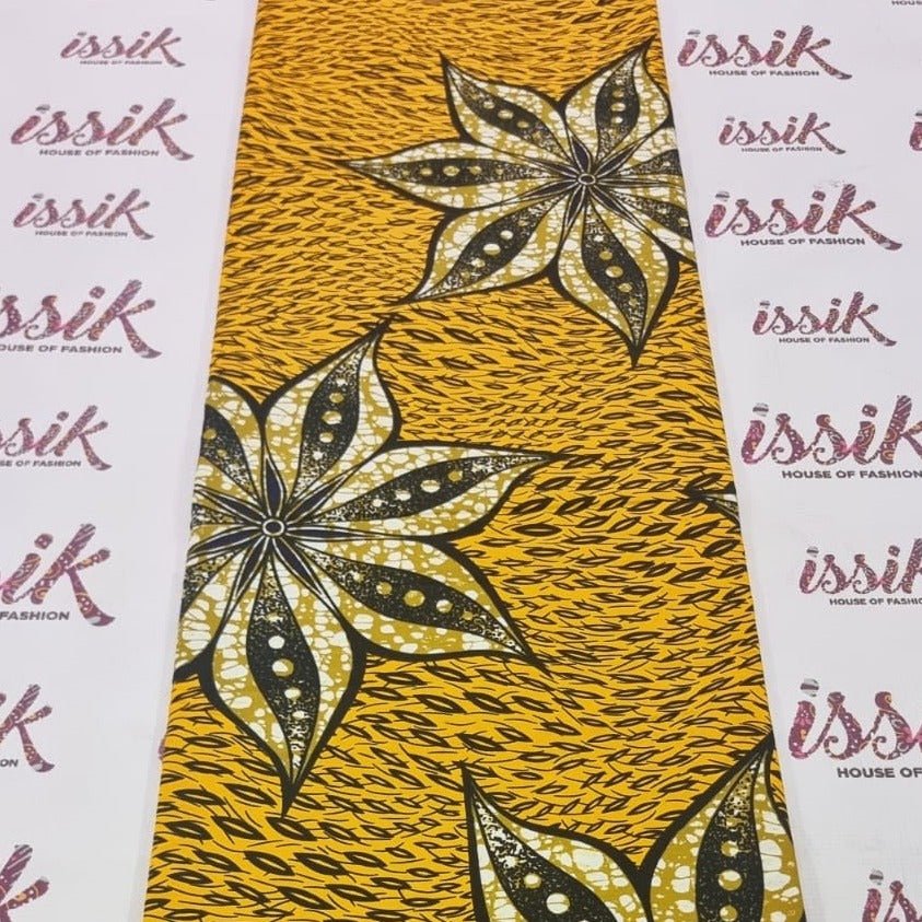 Yellow and Brown African Print Fabric - ak12075 - House of Prints