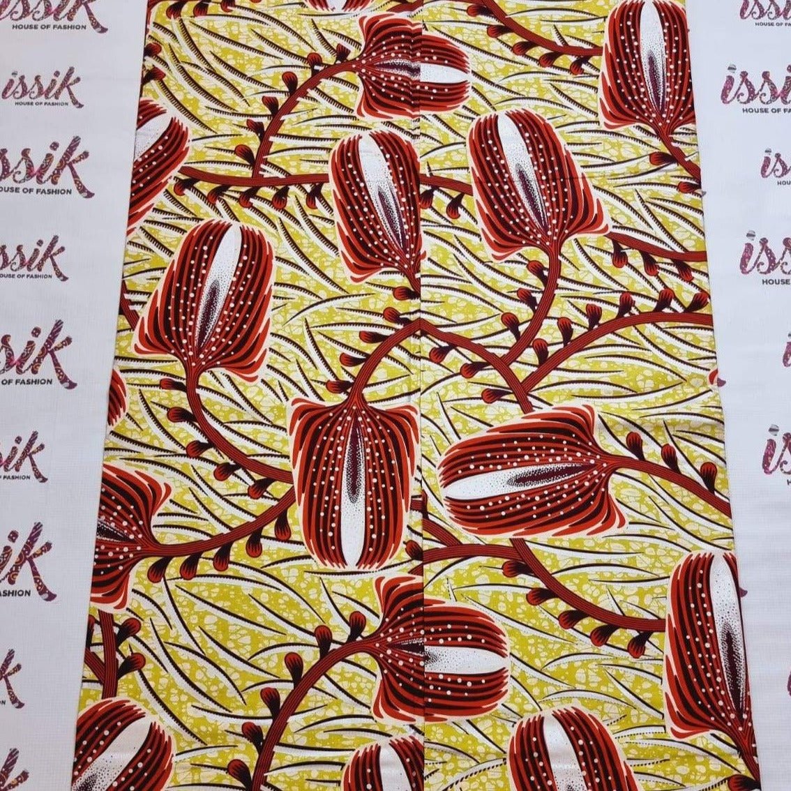 Yellow & Red Embellished Gold Ankara - akgld016 - House of Prints