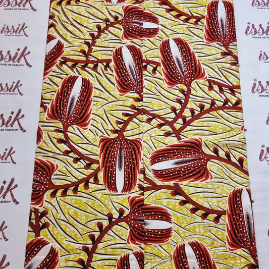 Yellow & Red Embellished Gold Ankara - akgld016 - House of Prints