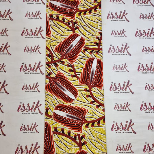 Yellow & Red Embellished Gold Ankara - akgld016 - House of Prints